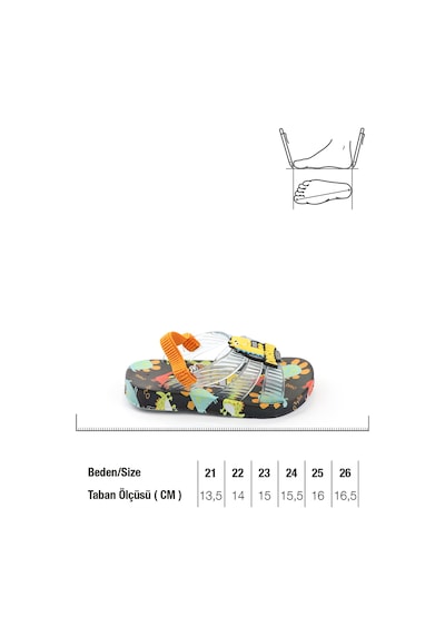 Gezer 13291 Dinazor Desenli Erkek Bebe Havuz Plaj Terlik-sandalet Siyah