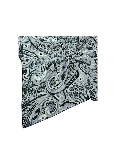 Mim Eşarp Emilya Fres Krep Leopar Desenli Eşarp 90x90 Cm Siyah - Gri