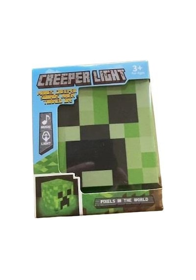 Minecraft Creeper Taşınabilir Şarjlı Pilli Müzikli Gece Lambası Yeşil