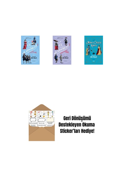 Üç Silahşörler 4 - Louise De La Valliere Ciltli + Üç Silahşörler 5 - Demir Maskeli Adam + Monte Cristo Kontu + Okuma Sticker'ları