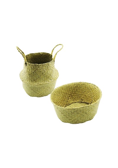2ın1: Kulplu - Kulpsuz Hasır Organizer Sepet Ç: 33---25cmy:15-30cm 5468 Çok Renkli