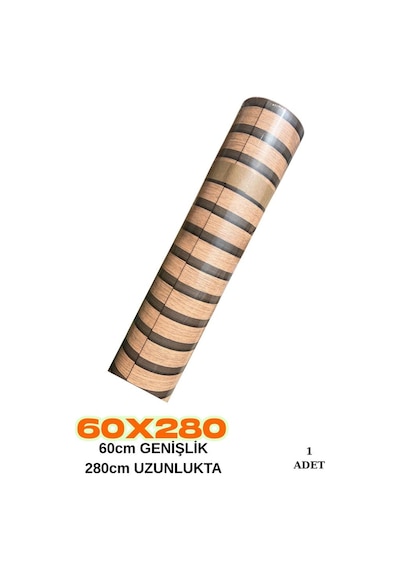 60cm X 280cm 1 Adet Kendinden Yapışkanlı Koyu Kahverengi Lambiri Desenli Duvar Paneli Kağıdı Gs8005