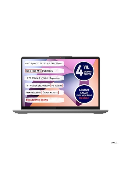 Lenovo IdeaPad Flex 5 14ABR8 82XX00JSTX R7-5825U 16 GB 1 TB SSD 14" Touch Free Dos Dizüstü Bilgisayar