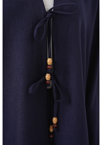 Bigdart Kadın Keten Kimono İkili Takım 6727 - Lacivert