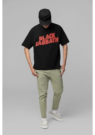Sevbano Black Sabbath Heaven And Hell Yazılı Unisex Oversize Müzik Grubu Siyah