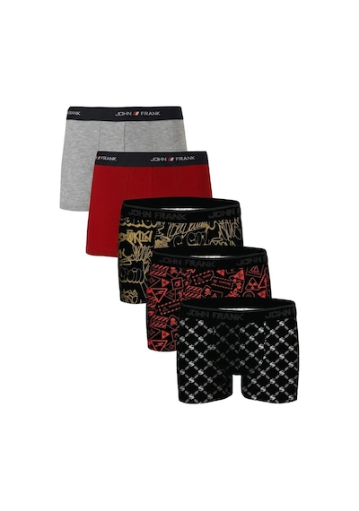 John Frank Logolu Pamuklu 5'li Paket Boxer Erkek Boxer Jfbs5 Gri-kırmızı-ssarı-sturuncu-sbeyaz Gri-kırmızı-ssarı-sturuncu-sbe
