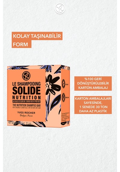 Yves Rocher Besleyici Katı Şampuan - Kuru Saçlar / Nutrition- Sls,sles İçermez,tuzsuz, Vegan-60gr 60 Ml
