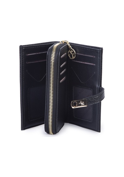 Nas Bag Kadın Orta Boy Kartlık Kağıt Para Ve Bozuk Para Tasarımına Sahip Siyah Victoria 16x9 Cm