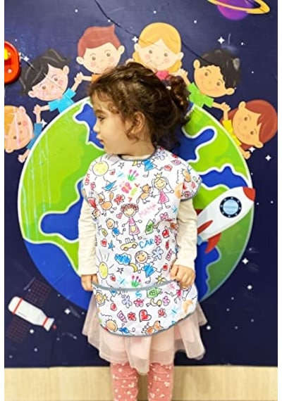 Ayrex Family 3-6 Yaş Kısa Kollu Sıvı Geçirmez Önlük, Makinede Yıkanabilir, Boya, Oyun Ve Yemek Zamanı Diğer