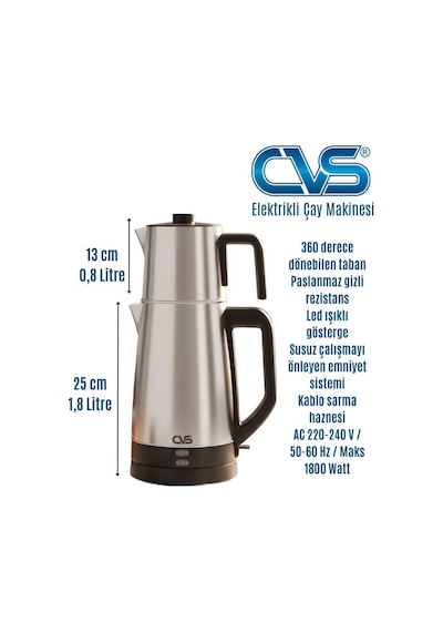 Cvs DN 1556 1.8 W Çelik Elektrikli Çay Makinesi