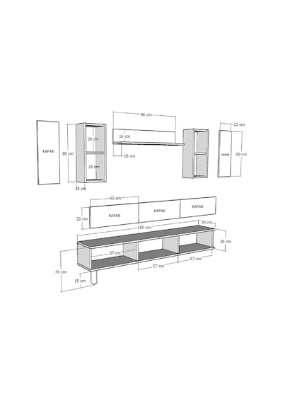 Tvr1802a - Ferrotvr180 Tv Ünitesi Takımı Antrasit 180cm Antrasit