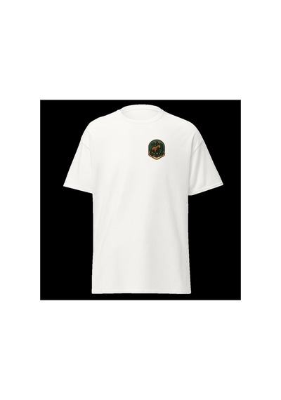 Wildstyle Boz Ayı Renkli Vintage Yaban Hayat Doğa Orman Rozet Baskılı Unisex Bisiklet Yaka Pamuklu Tişört Beyaz
