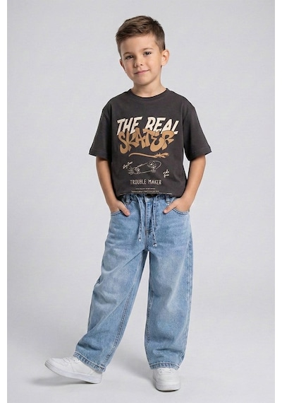 Dmb Boys & Gırls Erkek Çocuk Paten Baskılı Tshirt Füme 4-9 Yaş-2725
