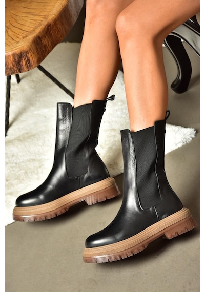 Fox Shoes R555268003 Siyah Hakiki Deri Kadın Bot Siyah-hakiki Deri Siyah