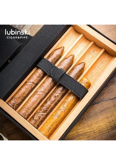 Lubinski Deri-silikon Seyahat Puro Çantası Humidor Siyah/lacivert