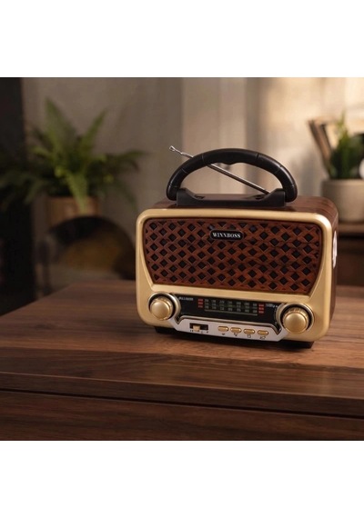 Özel Üretim Özel Üretim Nostalji Müzik Kutusu Solar Panelli Şarjlı Aux Girişi Led Fener Bluetooth