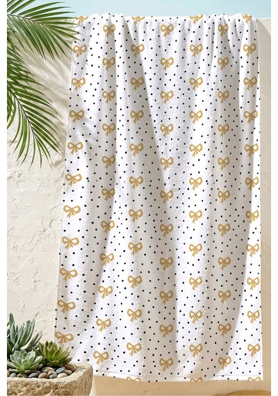 Fiyonk Temalı Puantiyeli Beyaz Plaj Havlusu - Minimalist Altın Siyah Hızlı Kuruyan Mikrofiber Havlu Kumlu Menekşe Fiyonk Temalı Puantiyeli Beyaz Plaj Havlusu - Minimalist Altın Siyah Hızlı Kuruyan Mikrofiber Havlu Kumlu Menekşe