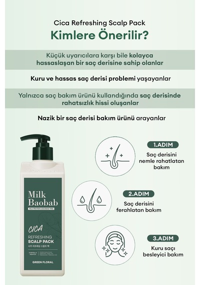 Hassasiyeti Nemle Rahatlatan Cica İçeren Saç&saç Derisi Kremi Mılk Baobab Cica Refreshing Scalp Pack