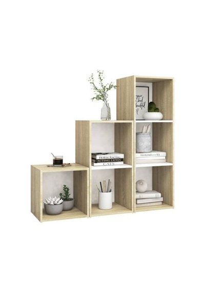 Tdesıgno Dilha -kitaplık-ofis Dolabı - Beyaz 6 Raflı 90 Cm Meşe - Beyaz