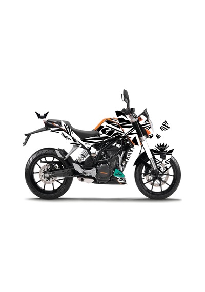 Ktm Duke 200 Sticker Motosiklet Parçalı Lined Kaplama Modeli Siyah - Beyaz