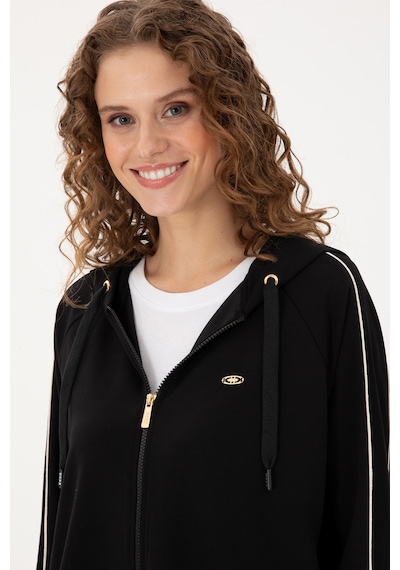 U.S. Polo Assn. Kadın Siyah Kapüşonlu Fermuarlı Sweatshirt 50297354-VR046 U.S. Polo Assn. Kadın Siyah Kapüşonlu Fermuarlı Sweatshirt 50297354-VR046