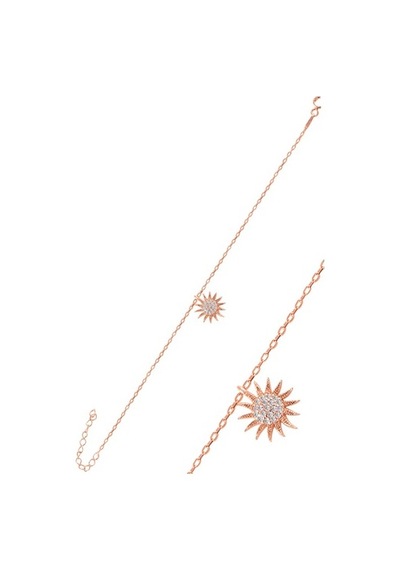 Gümüş Rose Zirkon Taşlı Güneş Üçlü Set
