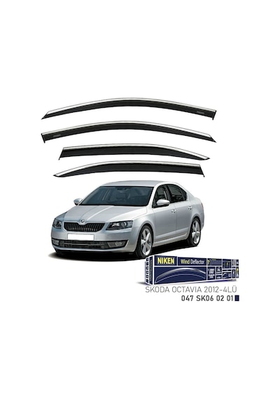 Niken Skoda Octavia 2012 Kromlu Cam Rüzgarlığı 4'lü - Ekolmaks