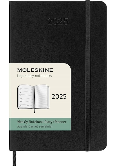 Moleskine 12 Ay Haftalık Ajanda Cep Boy 9x14 Cm Yumuşak Kapak Siyah Siyah
