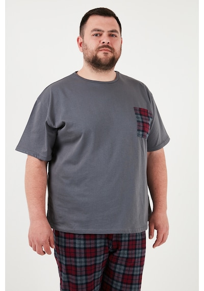 Buratti Pamuklu Regular Fit Büyük Beden Erkek Pijama Takımı 6572002B Antrasit