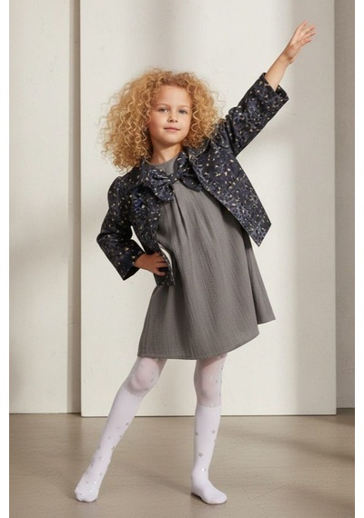 Mnk Baby & Kids Ceketli Elbiseli Kız Çocuk Takımı M00794 Gri