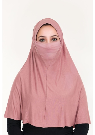 Peçeli Hazır Türban Pratik Şal Hijab Namaz Örtüsü Gulkurusu