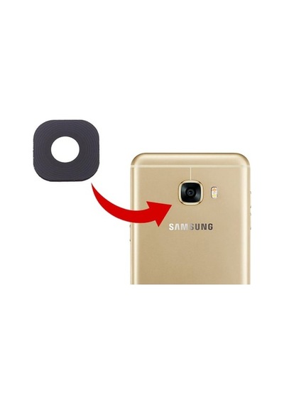 Samsung Uyumlu C5010 C5 Pro Siyah Arka Kamera Camı ( Çıtasız Sadece Cam)