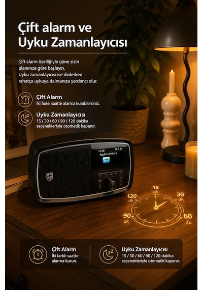 Philips Tav2000fb/00 Retro Taşınabilir Fm Radyo Bluetooth 5.4 Şarj Edilebilir Kablosuz Hoparlör Siyah