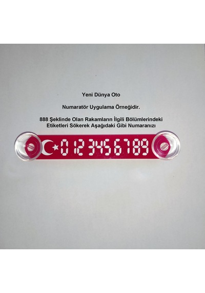 Yeni Dünya Oto Ydnmr 011 Araç Park Telefon Numaratörü Beyaz - Kırmızı