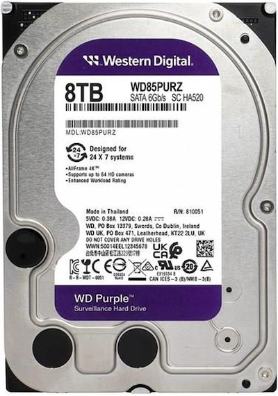 Wd 8tb Purple Wd85purz 5700 Rpm 256mb Sata-3 Güvenlik Diski