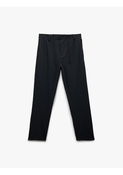 Koton Katlamalı Paça Beli Bağcıklı Düğmeli Esnek Slim Fit Pantolon Antrasit 6wam40082hw Antrasit