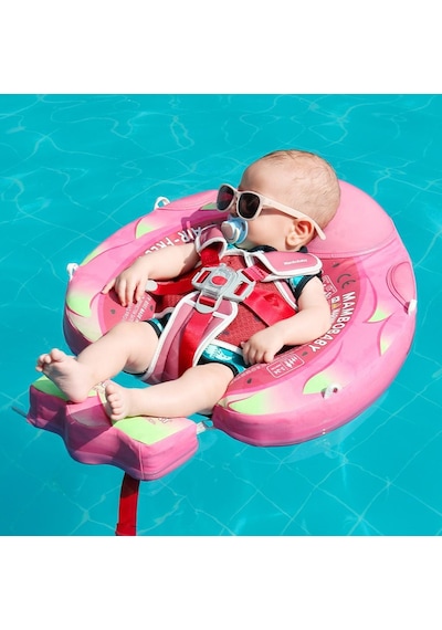 Mambobaby Yüzme Simidi - Pitaya, Emniyetli, Gölgelikli Ve Ayak Destekli