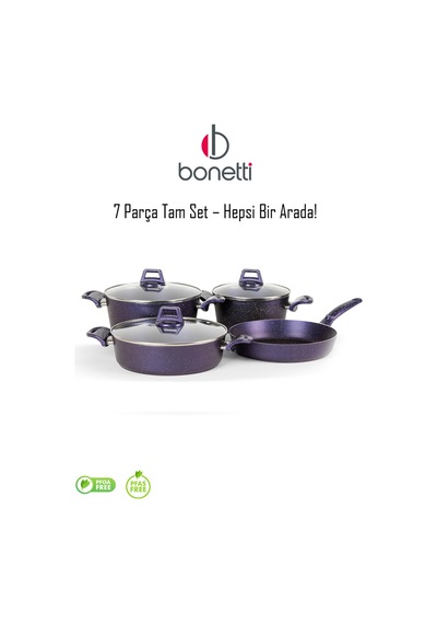 Bonetti 7 Parça Granit Tencere Seti Mor