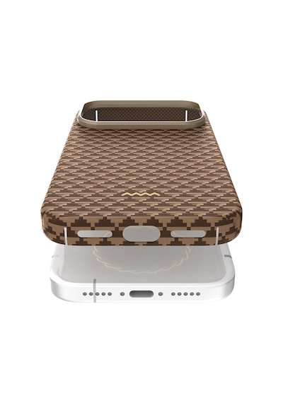 Apple Uyumlu iPhone 17 Pro Max Kılıf M-safe Şarjlı Raptic Aramid Skin Origin Serisi Kapak Kahverengi