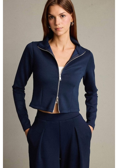 Defacto Yarım Balıkçı Yaka Modal Fermuarlı Sweatshirt G2921ax25aunv245 Lacivert