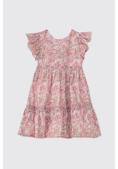 Panço Liberty Kumaş Kız Bebek Pembe Elbise