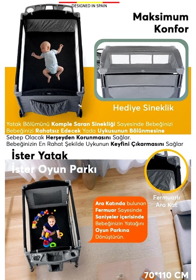 Baby Home 620 Lora-co 70x110 Bebek Oyun Parkı  Anne Yanı Beşik