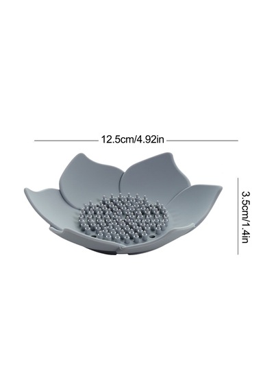 Lotus Desenli Sabun Ve Sünger Tutacağı Silikon Gri Su Giderli Lotus Şekilli Şık Katı Sabunluk Diğer