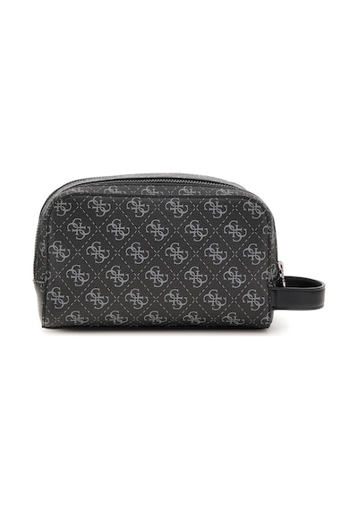 Guess Erkek Monogram Desenli İki Bölmeli El Çantası - Siyah Siyah