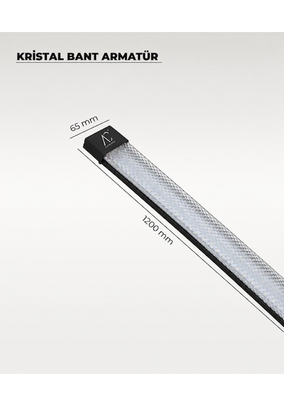 60w Siyah Kristal Led Bant Armatür 6500k Beyaz Işık 120 Cm