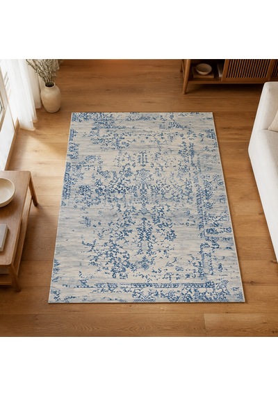 Kartela Halı Siro Halı Kaymaz Taban Makinede Yıkanabilir Halı Mavi - 100 X 150 Cm