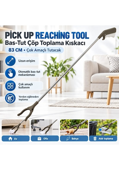 Ers Pick Up Reaching Tool Kalın Boru Otomatik Bas Tut Çöp Toplama Kıskacı 83cm Çok Amaçlı Tutacak Çok Renkli