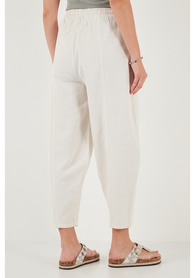 Lela Pamuklu Relaxed Fit Normal Bel Daralan Paça Bayan Pantolon 668Yp5198 Taş