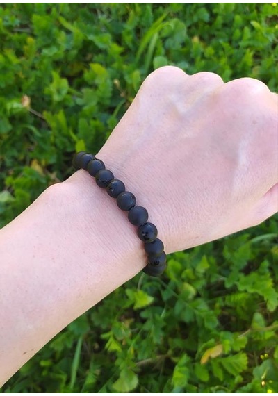 Bileklik Oniks Mat Doğal Taş Çakra Elastik Bileklik Unisex Yoga  Bilezik Çok Renkli