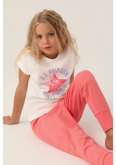 U.s. Polo Assn Kız Çocuk Krem Pijama Takımı 5274-43268 Krem